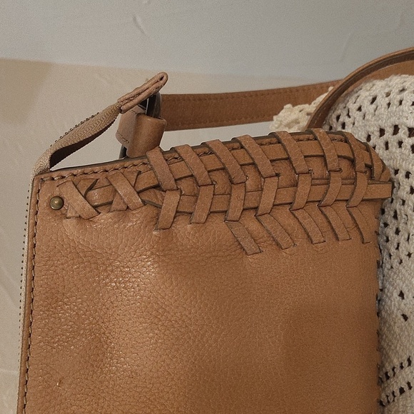 FRYE Meadow Mini Brown Crossbody Adjustable Strap Braided Detail 3 Compartments - Picture 11 of 15